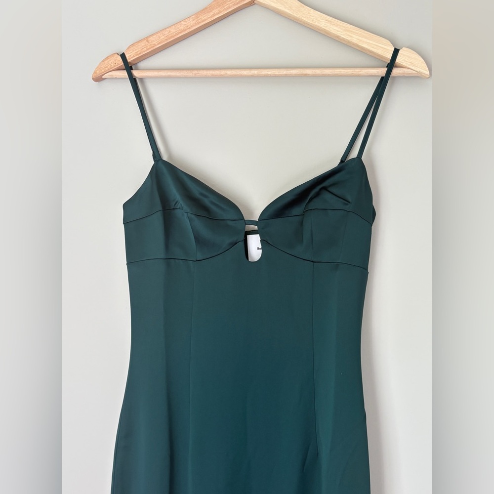 NEW Reformation Sathia Satin Long Dress Forest Dark Green | US 2 UK 6 - Picture 10 of 15